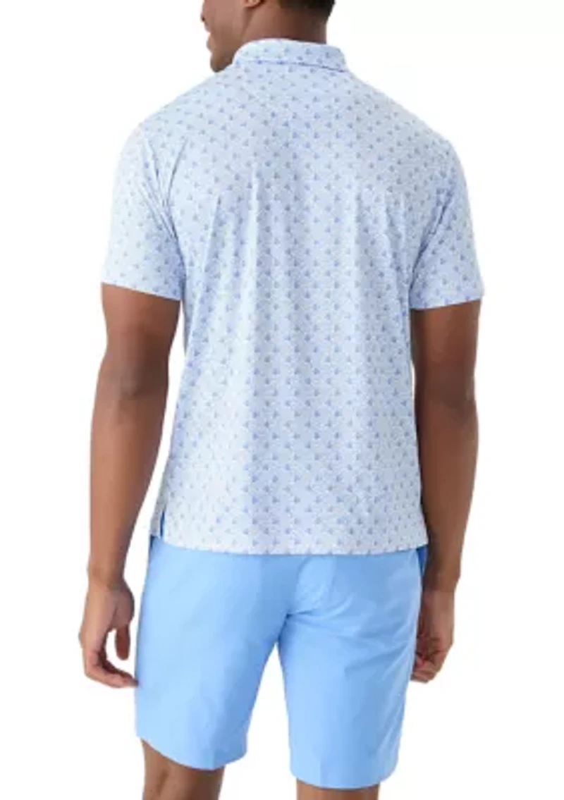 Men's Short Sleeve Angler Fish Print Polo Shirt