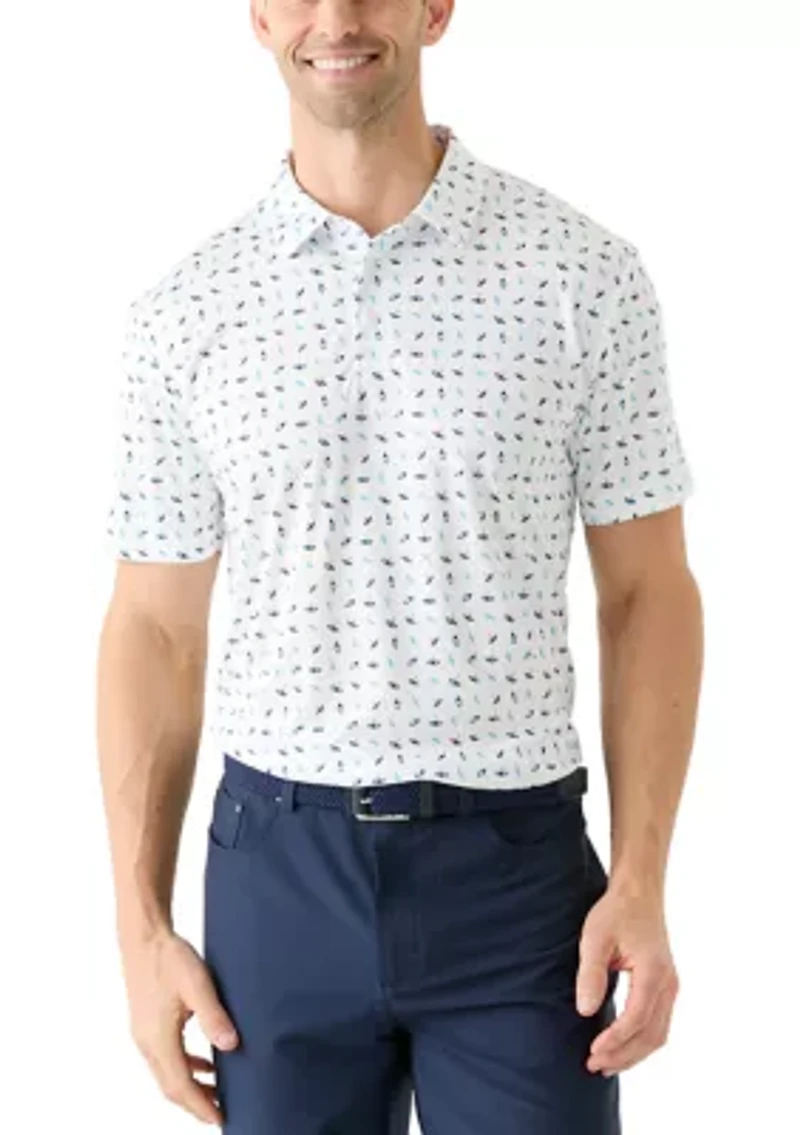 Men's Short Sleeve Under the Umbrella Printed Polo Shirt