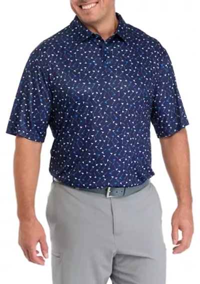 Big & Tall Short Sleeve Multicolor Flag Printed Polo Shirt