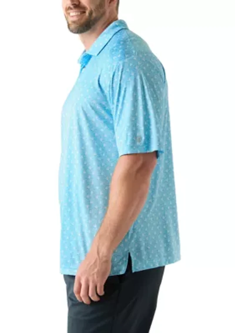 Big & Tall Short Sleeve Angel Fish Printed Polo Shirt