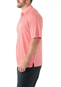Big & Tall Short Sleeve Angel Fish Printed Polo Shirt