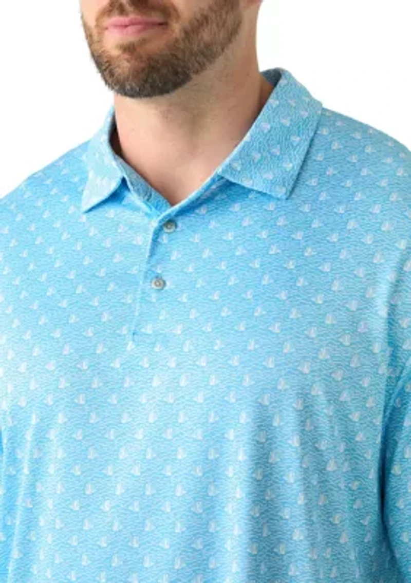 Big & Tall Short Sleeve Angel Fish Printed Polo Shirt