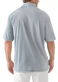 Big & Tall Short Sleeve Striped Polo Shirt with Self Collar