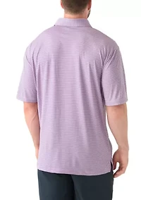 Big & Tall Short Sleeve Striped Polo Shirt with Self Collar