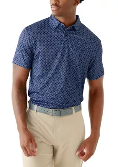 Men's Short Sleeve Golf Ball Geometric Printed Polo Shirt