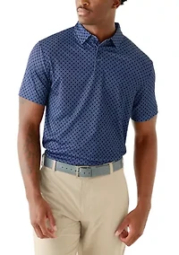 Men's Short Sleeve Golf Ball Geometric Printed Polo Shirt