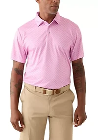 Men's Short Sleeve Golf Ball Geometric Printed Polo Shirt