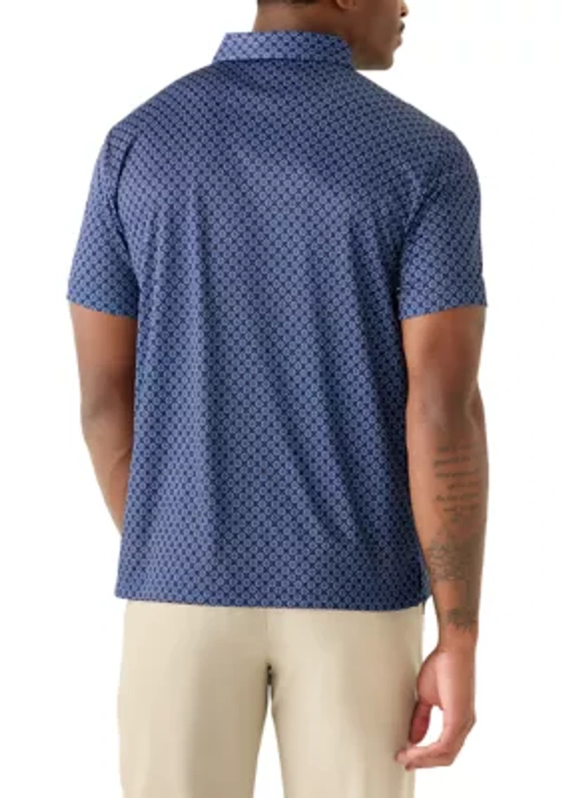 Men's Short Sleeve Golf Ball Geometric Printed Polo Shirt