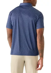 Men's Short Sleeve Golf Ball Geometric Printed Polo Shirt