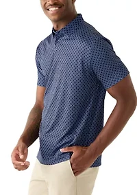 Men's Short Sleeve Golf Ball Geometric Printed Polo Shirt