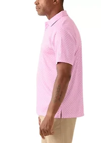 Men's Short Sleeve Golf Ball Geometric Printed Polo Shirt