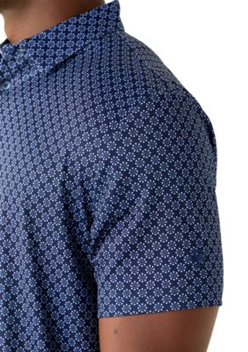 Men's Short Sleeve Golf Ball Geometric Printed Polo Shirt