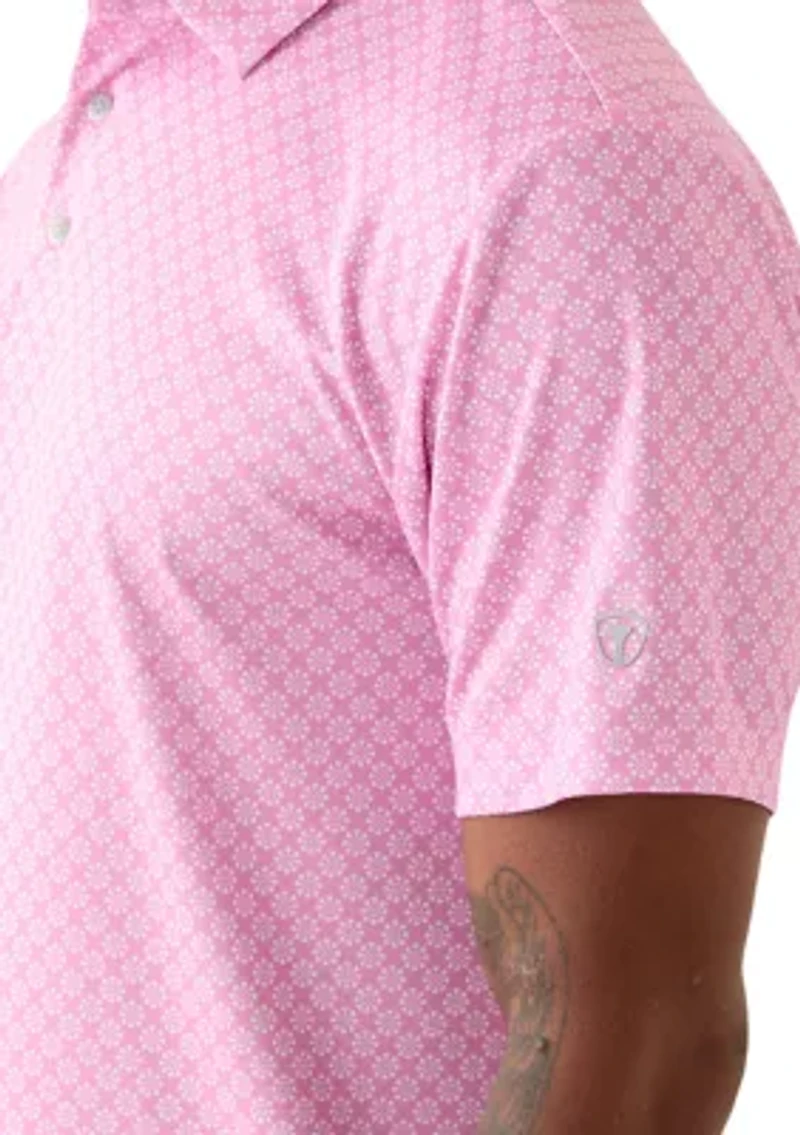 Men's Short Sleeve Golf Ball Geometric Printed Polo Shirt