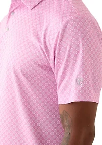 Men's Short Sleeve Golf Ball Geometric Printed Polo Shirt