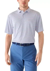 Men's Short Sleeve Heather Stripe Polo with Self Collar