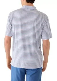 Men's Short Sleeve Heather Stripe Polo with Self Collar