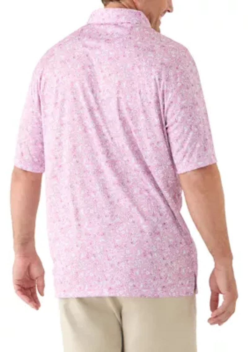 Big & Tall Short Sleeve Sea Life Conversational Polo Shirt