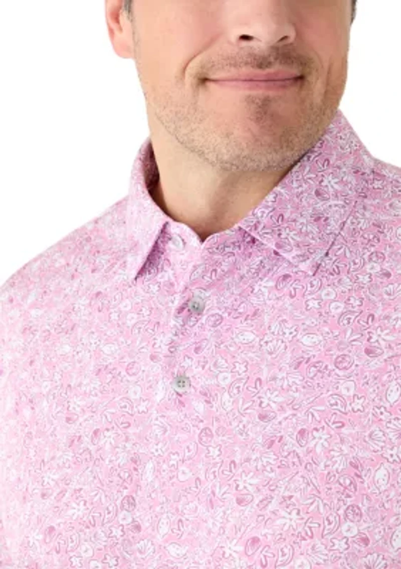 Big & Tall Short Sleeve Sea Life Conversational Polo Shirt