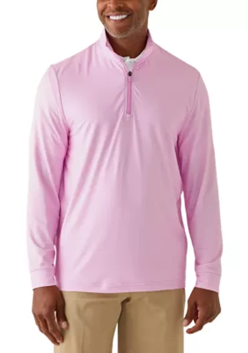 Men's Long Sleeve Herringbone 3/4 Zip Pullover
