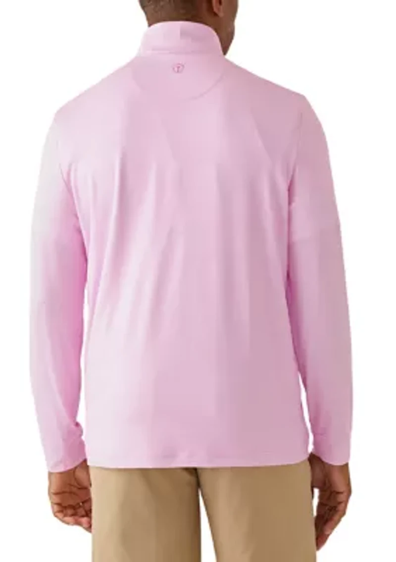 Men's Long Sleeve Herringbone 3/4 Zip Pullover