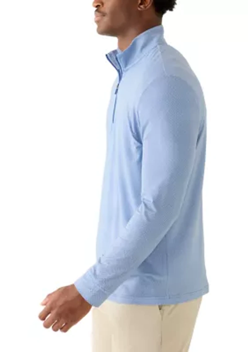 Men's Long Sleeve Herringbone 3/4 Zip Pullover
