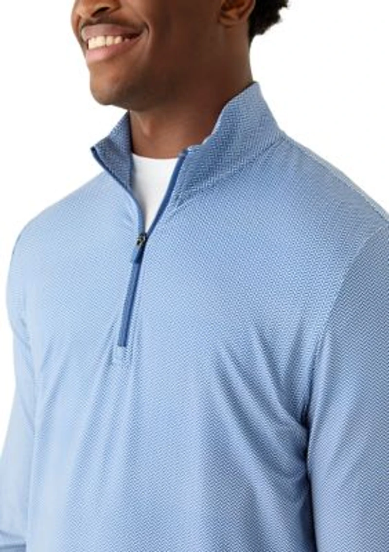Men's Long Sleeve Herringbone 3/4 Zip Pullover