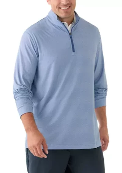 Big & Tall Long Sleeve Herringbone Quarter Zip Pullover