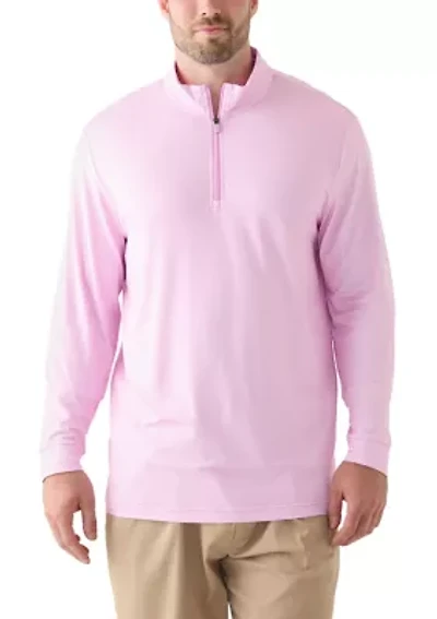 Big & Tall Long Sleeve Herringbone Quarter Zip Pullover