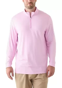 Big & Tall Long Sleeve Herringbone Quarter Zip Pullover