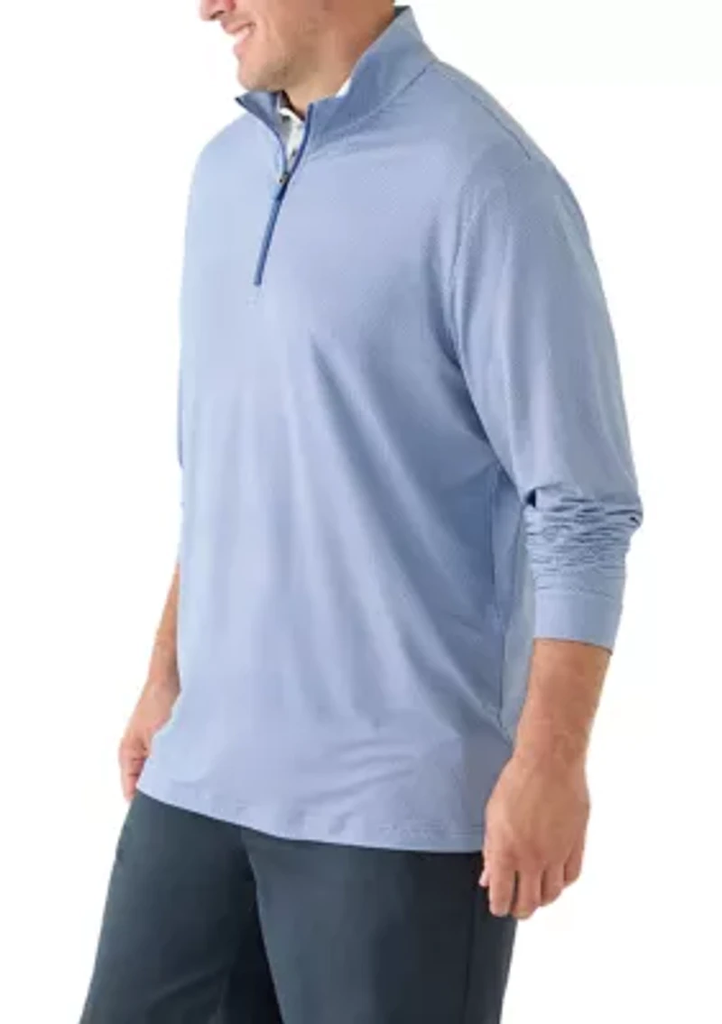 Big & Tall Long Sleeve Herringbone Quarter Zip Pullover