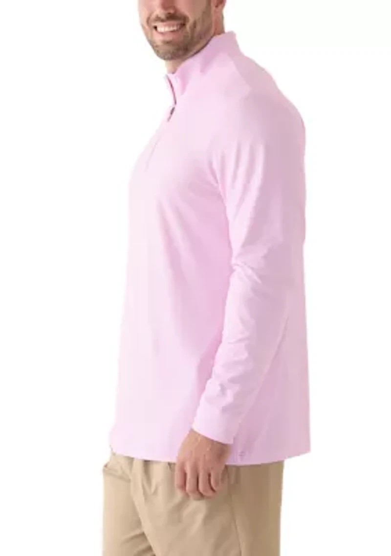 Big & Tall Long Sleeve Herringbone Quarter Zip Pullover