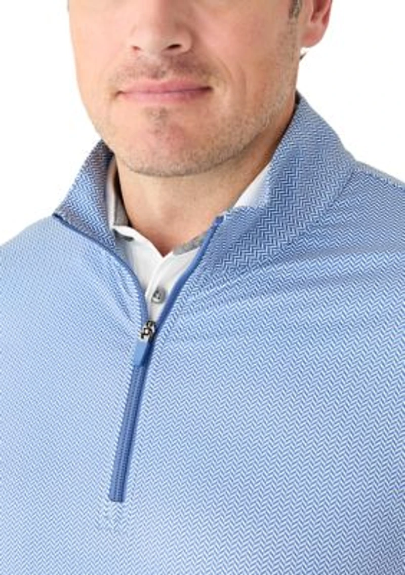 Big & Tall Long Sleeve Herringbone Quarter Zip Pullover