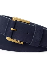 Roller-Buckle Suede Belt
