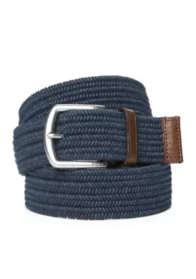 Leather-Trim Braided Belt