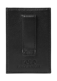 Pebbled Leather Card Case with Money Clip