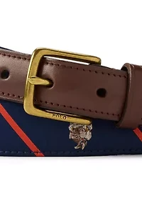 Polo Bear Leather-Trim Belt