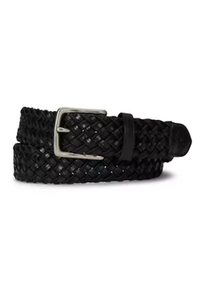 Leather & Braided Cord Woven Belt