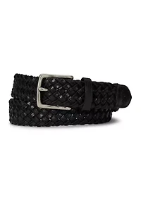 Leather & Braided Cord Woven Belt