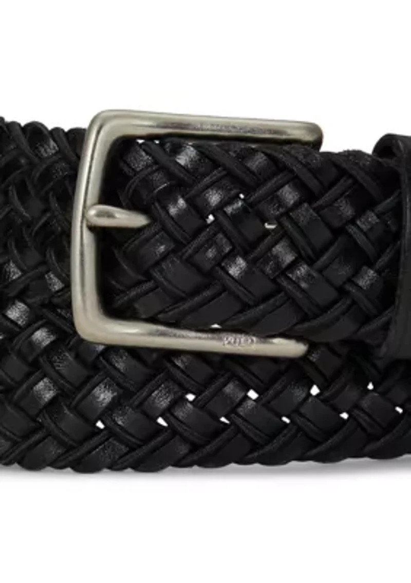 Leather & Braided Cord Woven Belt