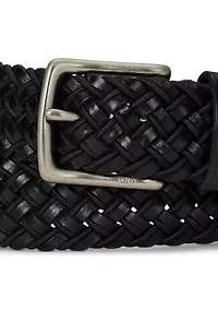 Leather & Braided Cord Woven Belt