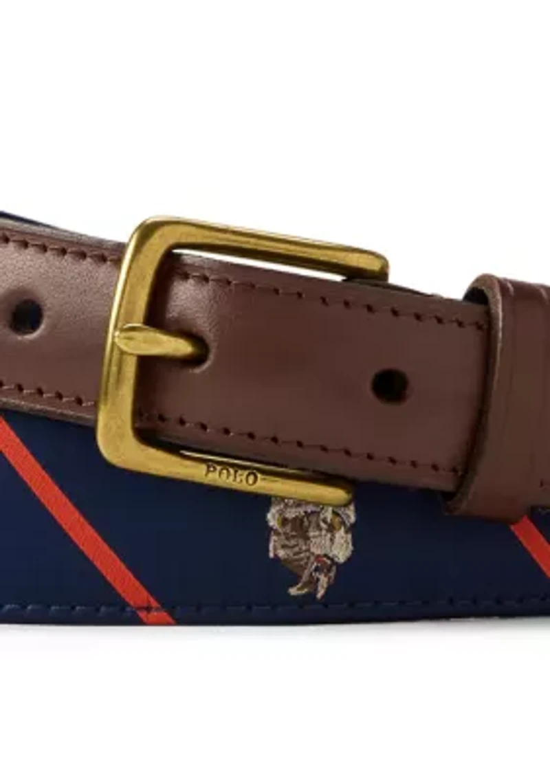 Webbed Cotton & Leather Belt