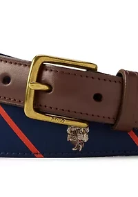 Webbed Cotton & Leather Belt