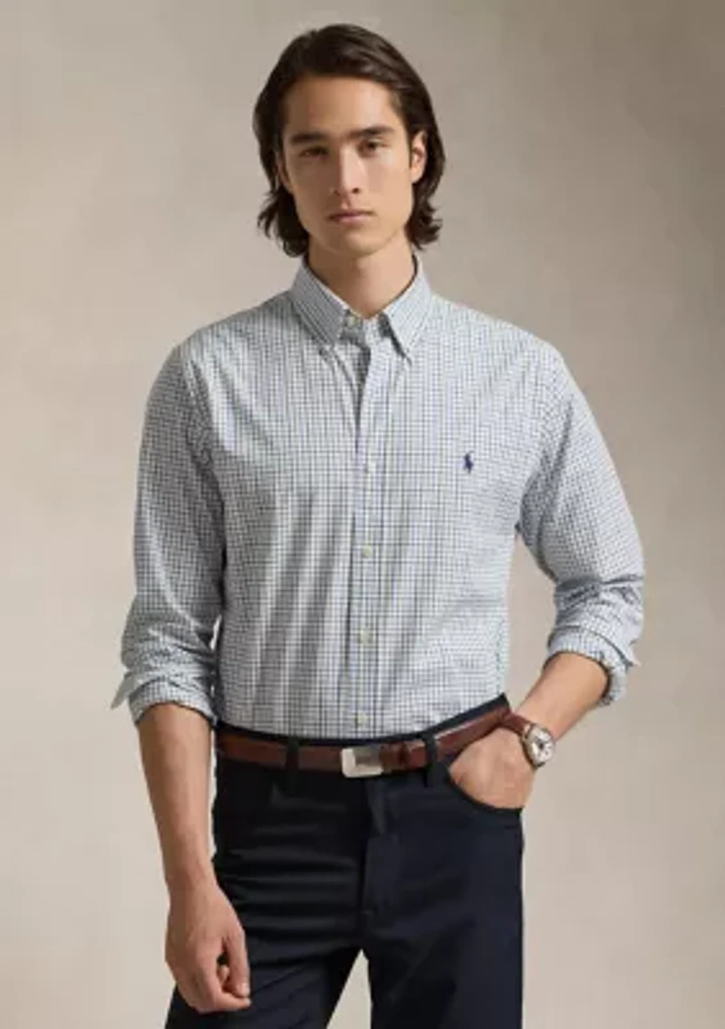Classic Fit Plaid Stretch Poplin Shirt