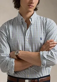Classic Fit Plaid Stretch Poplin Shirt