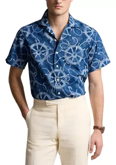 Classic Fit Cotton Linen Camp Shirt