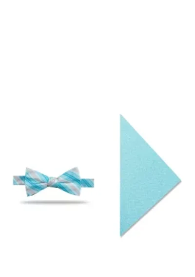 Bossier Stripe Bow Tie with Pocket Square Set