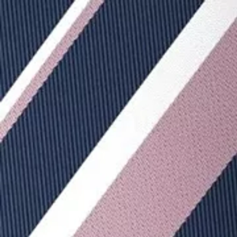 Striped Pastel Pink and Navy Blue Silk Tie