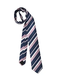 Striped Pastel Pink and Navy Blue Silk Tie