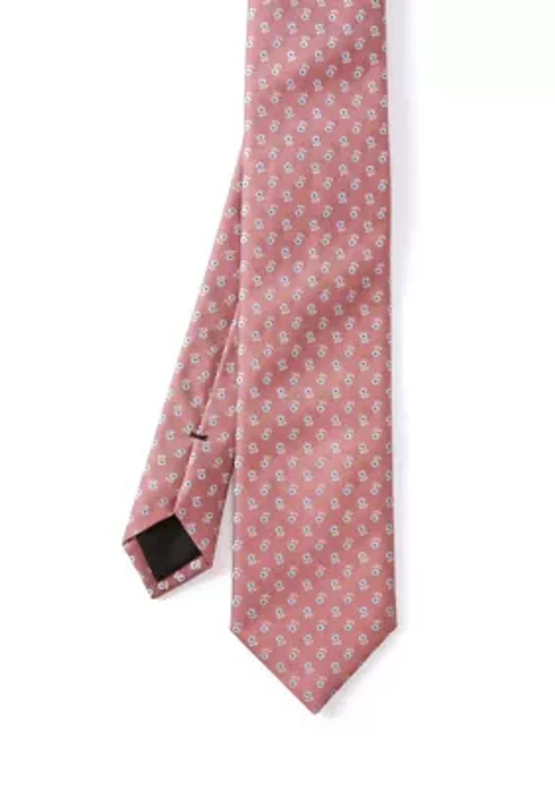Floral Embroidered Satin Tie