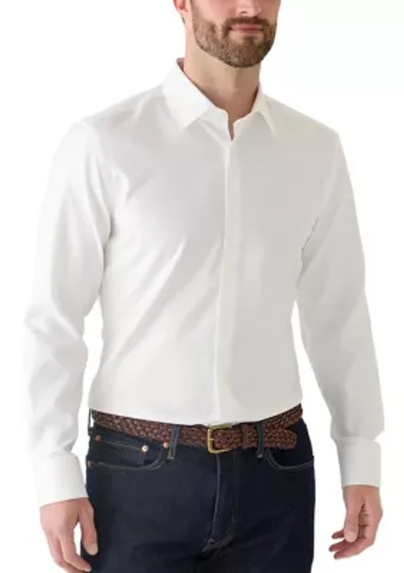 Men's Easy-Iron Slim-Fit Shirt Stretch-Cotton Twill